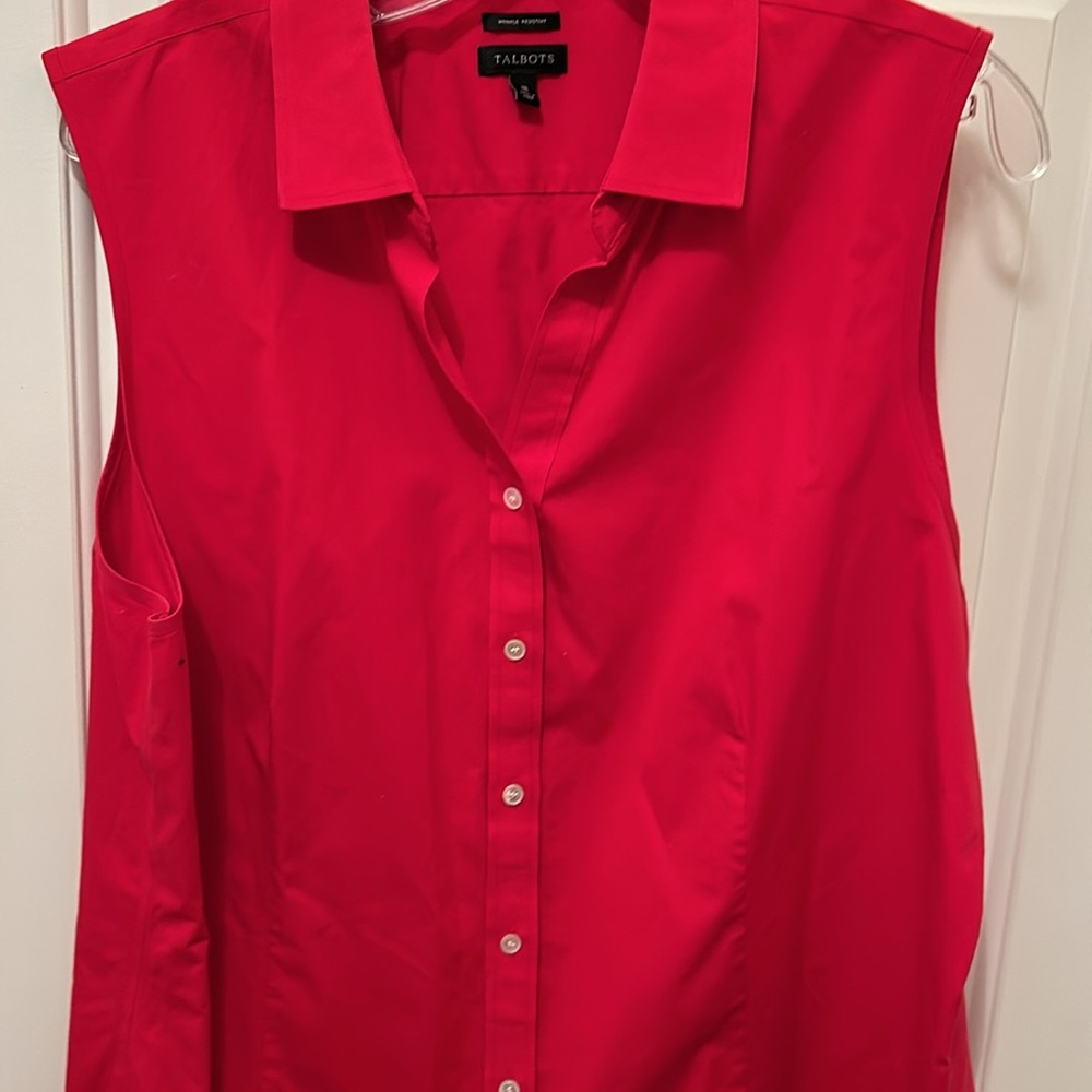 Red sleeveless Talbots top. Wrinkle resistant! Gorgeous red! - Picture 3 of 3